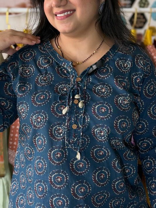 Kasumbi Ajrakh Print Kurti