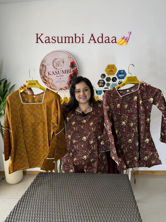 Kasumbi Short kurti(back Dori)